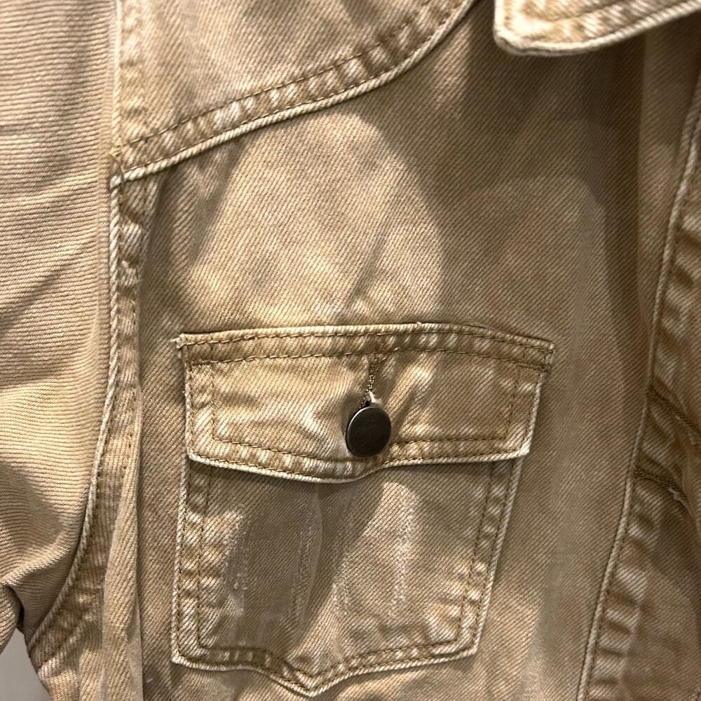 Easel Button Down Khaki Light Weight Distressed D… - image 3